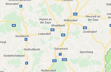 Screenshot Google Maps des LEADER-Region Weinviertel Ost Gebietes